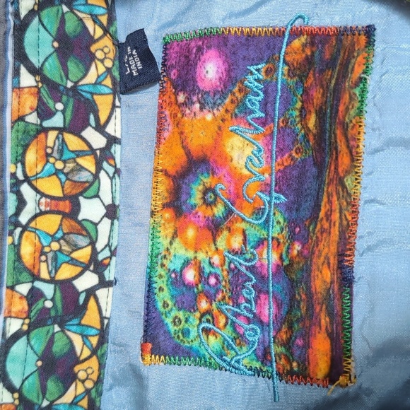 Robert Graham Striped Stained Glass Flip Cuff Embroiered Dress Shirt Size Large - Picture 3 of 10